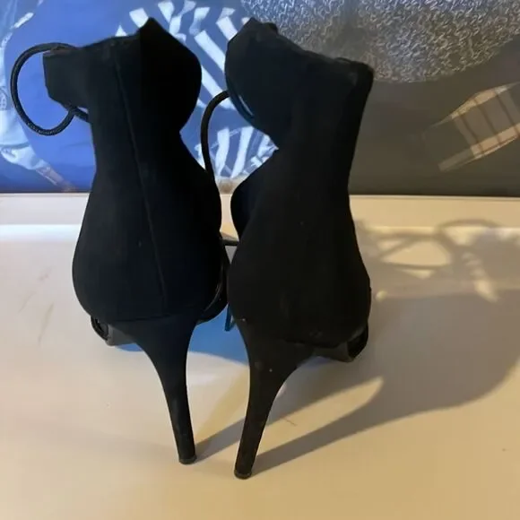 Derek Heart From H&M Sophia Black Lace Up Stiletto Spike Heels 8.5 - Picture 6 of 14